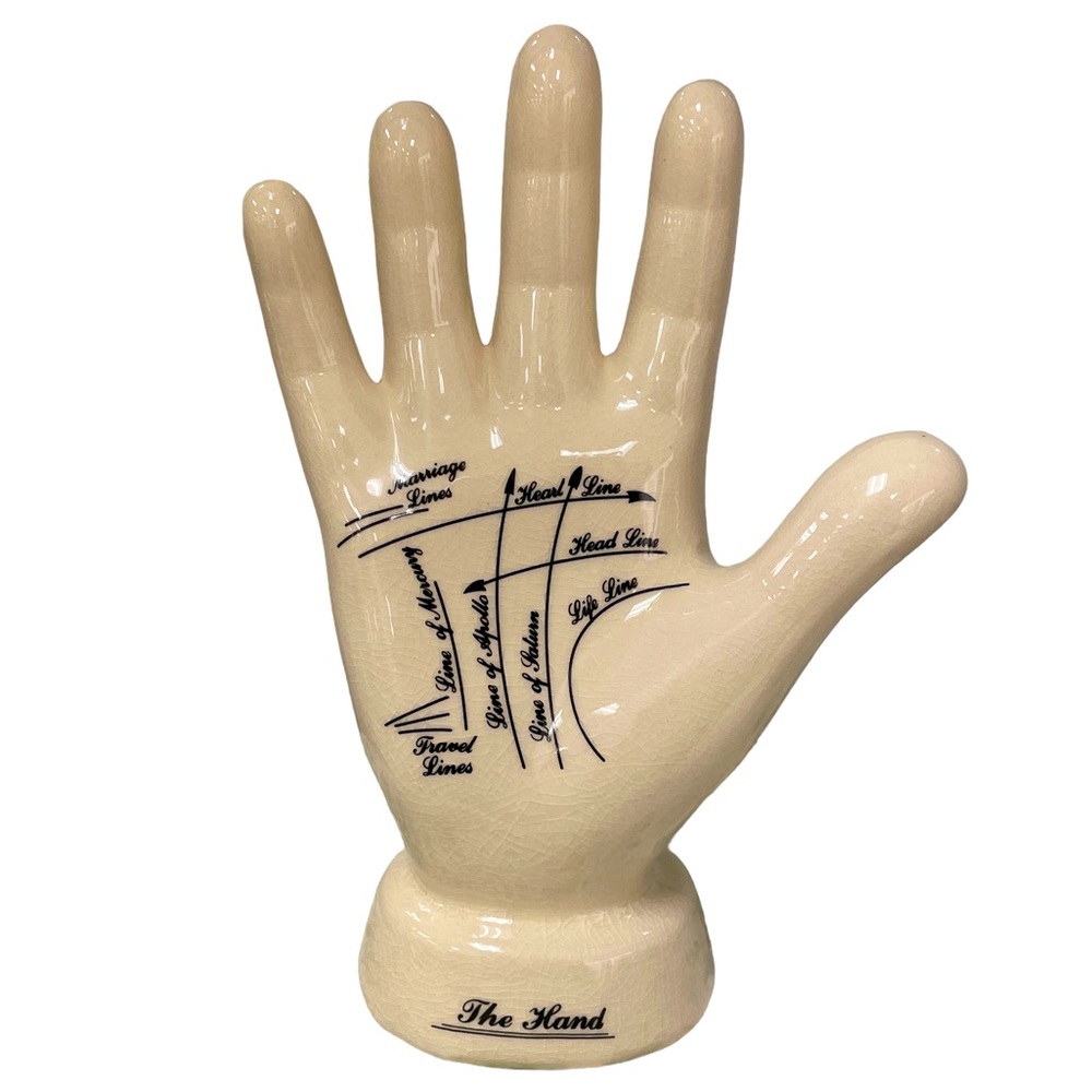 Dorecht Palmistry Hand Fortune Telling Statue Ceramic Figurine Oddity Decor NWT